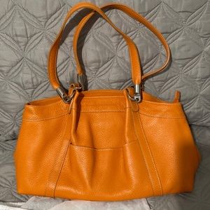 Orange italian leather bag